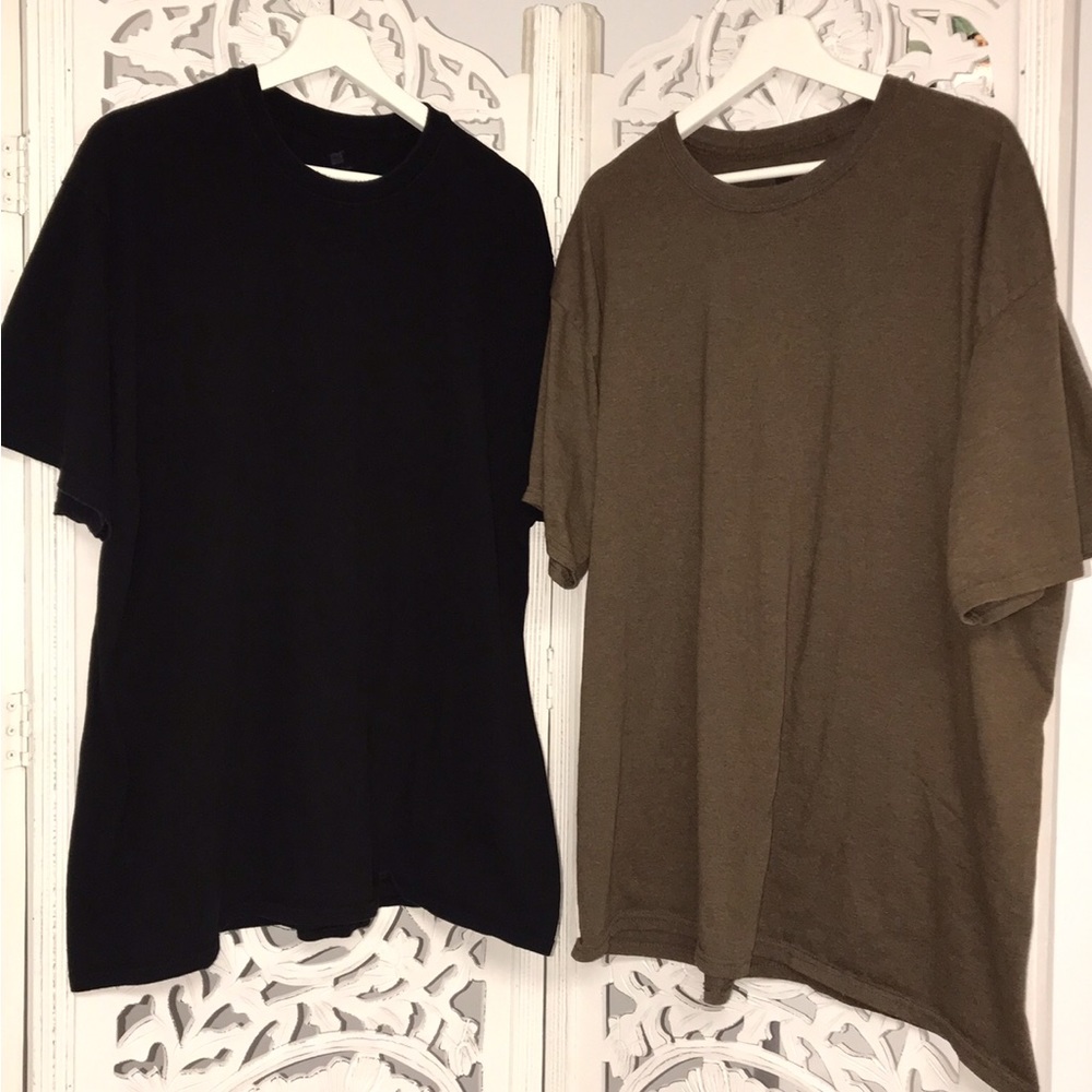 Men’s Hanes Comfort-Soft Tees, Black & Brown, Cotton Men’s Tee Shirts, Set of 2
